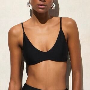 J.Crew Lana Bikini Top Classic Sculpt Black Size Medium NWT